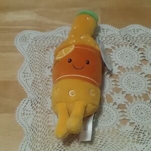 Gigglescape Orange Soda Pop Bottle Plush Stuffed Toy Yellow Orange